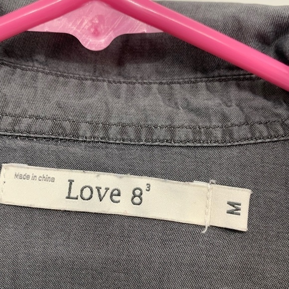 Love 8 Long Sleeve Pullover Shirt Size Medium Stonewash Gray - Picture 4 of 6